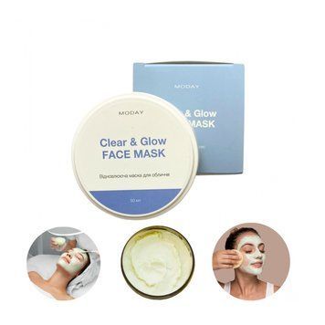 Восстанавливающая маска-антистресс для лица MODAY Clear & Glow FACE MASK на основе цинка и азелаиновой кислоты MOD0019 фото