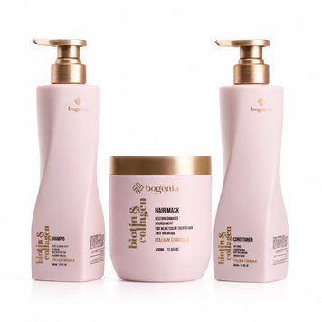 Набор для волос Bogenia Biotin & Collagen Shampoo Bogenia BG451, шампунь 500 мл, кондиционер 500 мл, маска 500 мл BG00162BF фото