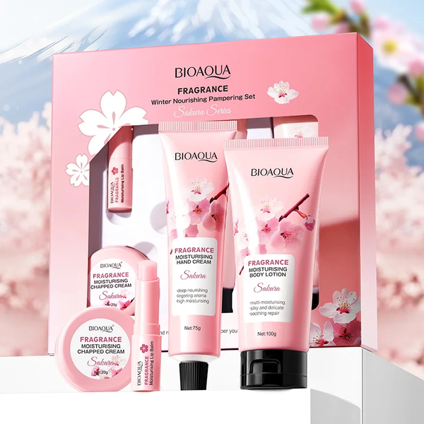 Набір для догляду за шкірою Sakura Bioaqua - крем для рук, бальзам для губ, лосьйон для тіла, крем для обличчя BQ00001BF фото